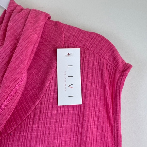 LIVI LANE BRYANT Pink Flame Sleeveless Hooded Ribbed Dress NWT / Plus 38 - 40 - Picture 4 of 16